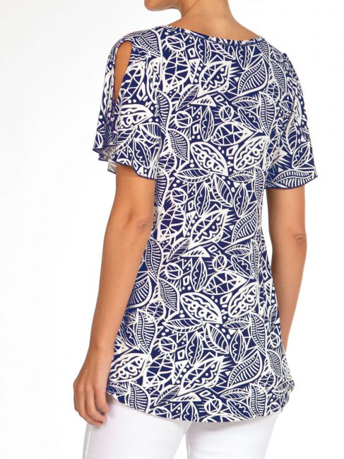 MAGLIA DONNA FANTASIA BIANCA E BLU BOTANIC