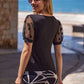 Maglia Donna Elegante con Maniche a Pois in Tulle