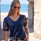 Maglia Donna Elegante con Maniche a Pois in Tulle